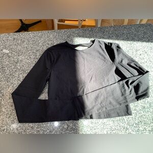 Black Long Sleeve Top With Open Cut Out Back